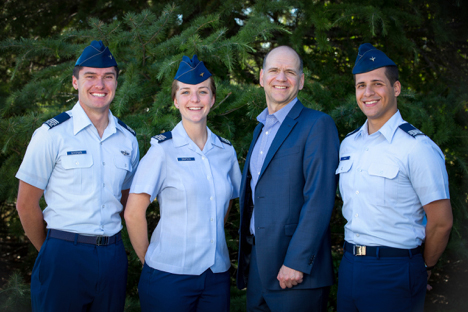 Damon Coletta with three of his U.S. Air Force Academy students